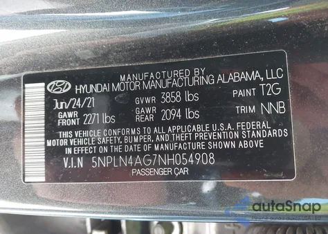 2022 Hyundai Elantra Sel from USA, damaged, VIN 5NPLN4AG7NH054908